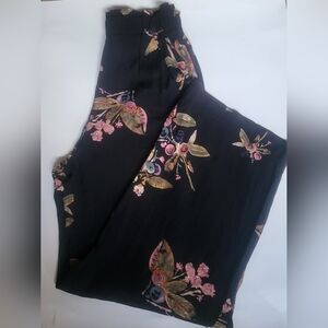 Everly Black Floral Trousers Pants,size S